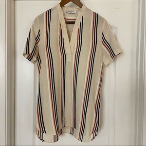 Sandro stripe tunic in natural linen color with stripes, size 1 (small)